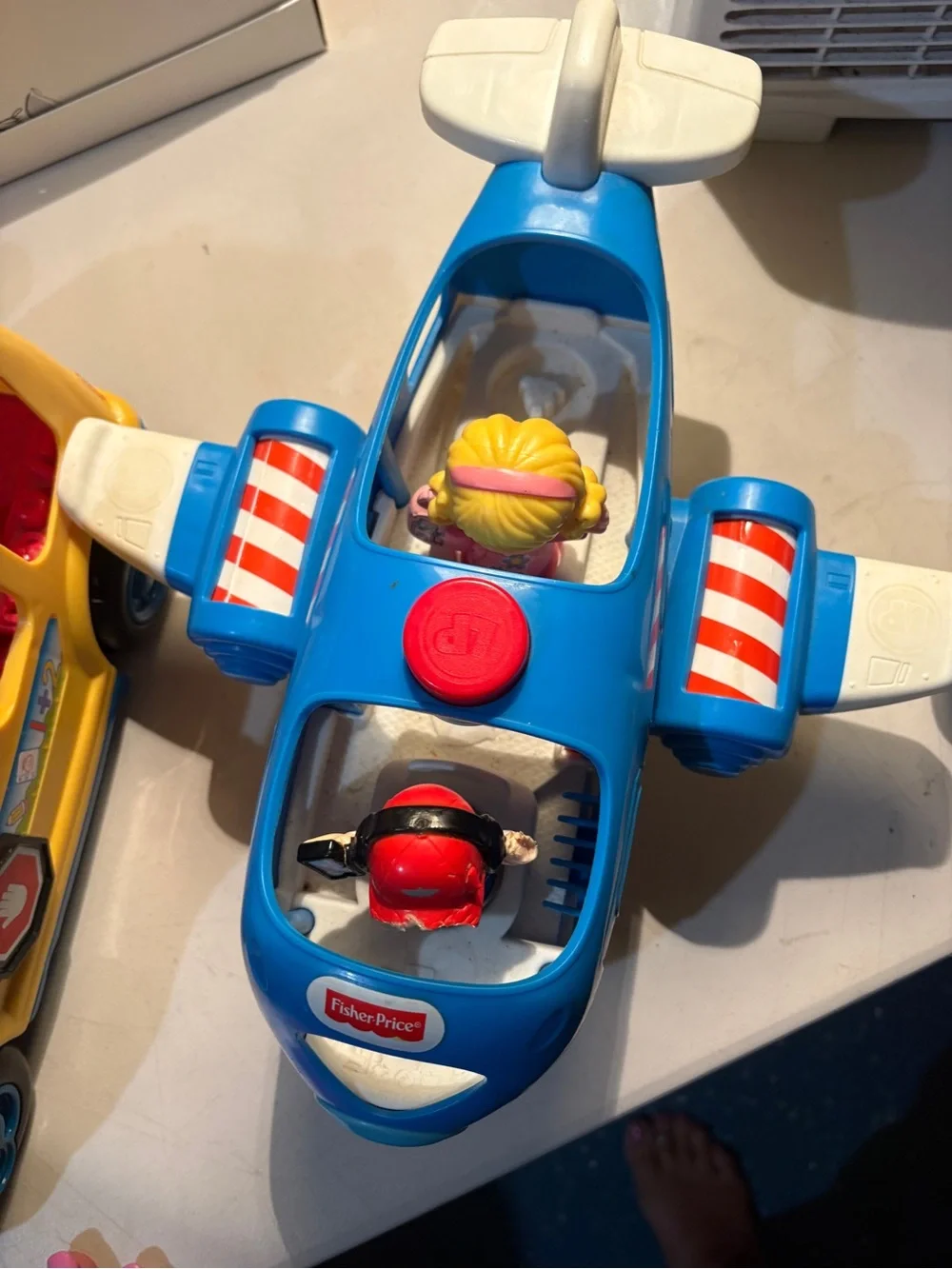 Fisher-Price Blue Airplane and Yellow School Bus Fire truck